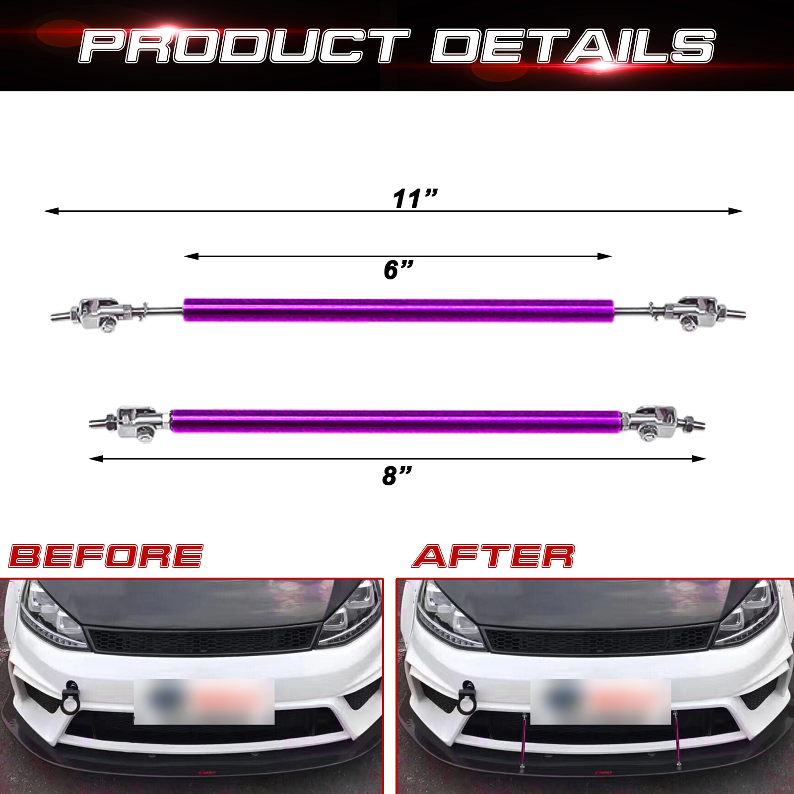 Front Diffuser Rods 2pc Adjustable 8