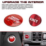 Red Carbon Engine Start + Cigarette Lighter Eject Button Trim For Chevrolet GMC