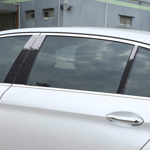 Door Window Pillar Post Genuine KK Vinyl Decal, Overlay Pre-Cut Cover Sticker, Compatible with BMW 3-Series F30 2012-2018 (Carbon Fiber Pattern)