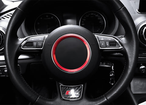 Red Alloy Air Vent Outlet Steering Wheel Logo Ring Cover Trims For Audi A3 S3