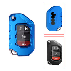 Blue Anti-dust Folding Remote Folding Key Case Skin For Jeep Wrangler 2018-2021