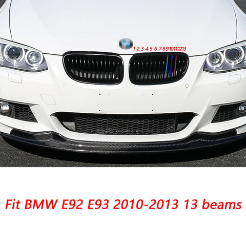 1 Set M-colored Kidney Grille Insert Trim TRI Color Sport Stripe Clip for BMW 3 Series E92 E93 LCI 2010-2013 (13 Beam bars)