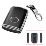 Black TPU Sand Leather Full Protect Remote Key Fob Cover w/Keychain For Mazda CX-9 2020-21