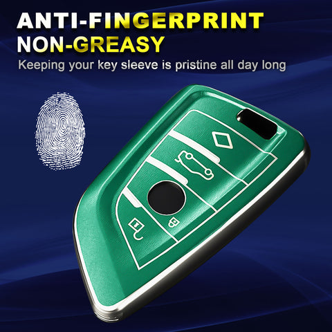 1Pc Green Anti-Fingerprint Remote Control Keyless Cover Case Protector For BMW