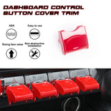 4Pcs Gloss Red Center Console Control Button Cover Trim For Ford Mustang 2015-up