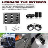 Set Tow Hook License Plate + Air Valve Cap + Release Fastener For Alfa Romeo 18+