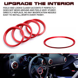 Red Alloy Air Vent Outlet Steering Wheel Logo Ring Cover Trims For Audi A3 S3