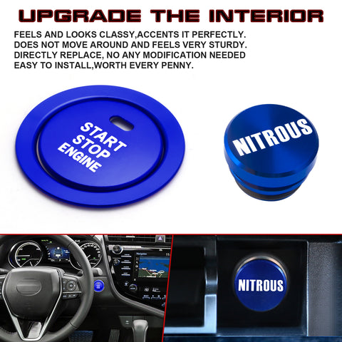 Blue Aluminum Engine Start + Cigarette Lighter NITROUS Button Trim For Subaru