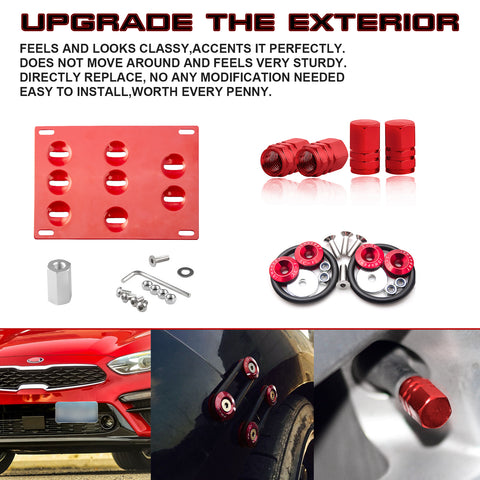Set Tow Hook License Plate + Air Valve + Release Fastener For Hyundai Elantra