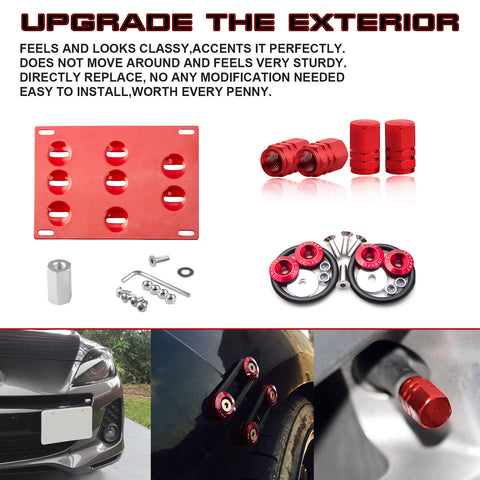 Set Tow Hook License Plate + Air Valve Cap + Release Fastener For Mazda 3 6 CX-5