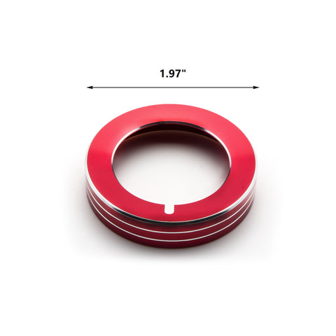 1x Red Aluminum Headlight Fog Light Switch Knob Cover Button Ring Trim for Ford Mustang F-150 Raptor 2015-up