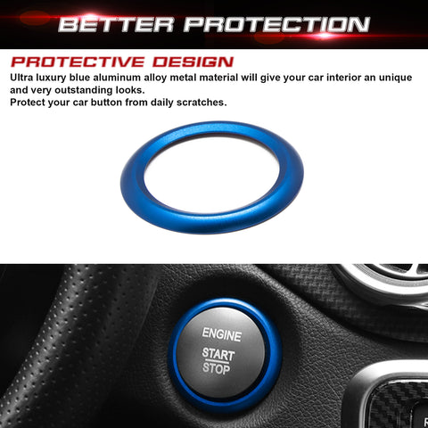 Aluminum Keyless Start Engine Stop Push Button Surrounding Ring Decoration Cover Trim Compatible with Mercedes Benz B C E S G CL SL ML GL CLA GLA GLC GLK GLS Class (Blue)