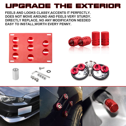 Set Tow Hook License Plate + Air Valve + Release Fastener For Nissan 370Z GTR
