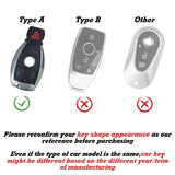 Full Protection Silver Smart Key Fob Cover Case Shell w/Keychain For Mercedes Benz 3 Button