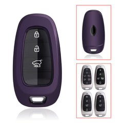 Purple Black Soft TPU Shockproof w/Button Key Fob For Hyundai Sonata 2020-2022