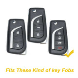 Carbon Fiber Grain Soft Silicone Key Fob Cover Case with Keychain for Toyota Camry 2018-up Flip Blade Key Remote