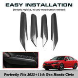 4pcs Carbon Fiber Pattern Window Switch Armrest Cover Trim For Honda Civic 11th