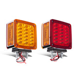 2pcs Double-Faced LED Fender Side Marker Signal Lights Square Shape Compatible With Freightliner Peterbilt Kenworth Heavy Truck Trailer, Amber/Red