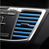 10pcs Car Accessories Interior Soft PVC AC Air Conditioner Outlet Overlay Strip Decoration Cover Trim Kit Universal Fit, Blue