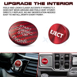 0.98" Red Carbon Engine Start + Cigarette Lighter Eject Button Trim For BMW 1 2