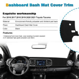 Center Console Dashboard Mat Pre-Cut Non-Slip Sunshield Sun Glare Protector Dash Carpet Pad Black Cover Compatible with Toyota Tacoma 2016-2021