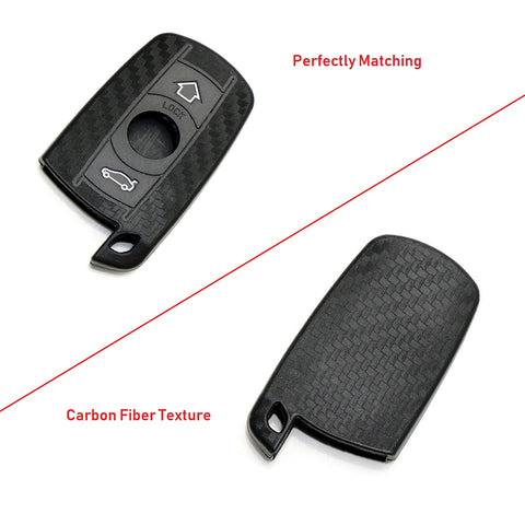 Carbon Fiber Style Silicone Key Fob Cover Protective Case for BMW 1 3 5 6 Series X5 X6 Z4