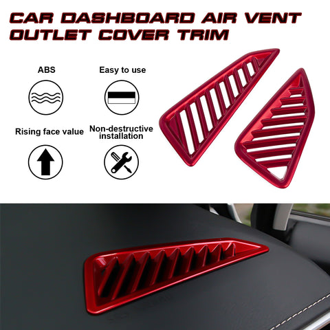 2X Sporty Style Red Front Dashboard AC Air Outlet Cover For Toyota Corolla Cross