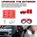 Set Tow License Plate + Air Valve Caps + Release Fastener Hatch Lid For Hyundai