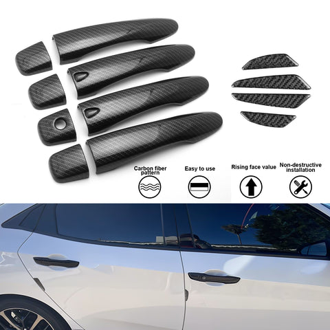 Carbon Fiber Style Door Handle+Door Edge Protect Trim For Nissan Maxima 2016-20