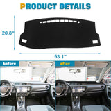 Center Console Dashboard Mat Pre-cut Non-Slip Sunshield Sun Glare Protector Dash Carpet Pad Black Cover Compatible with Toyota Corolla 2014-2018
