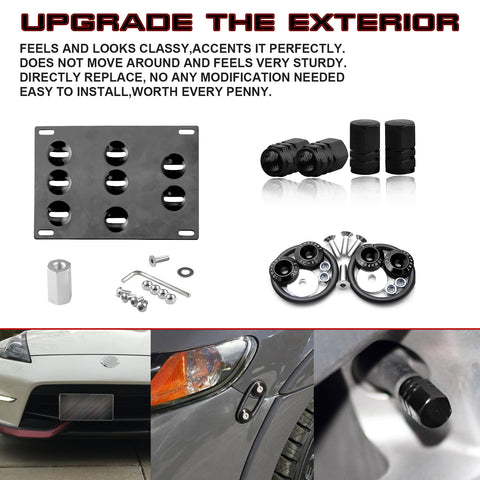Set Tow Hook License Plate + Air Valve + Release Fastener For Infiniti G50 Q60