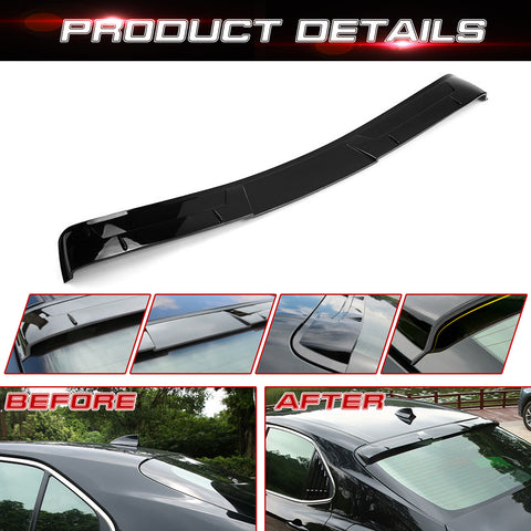 Glossy Black V Style Rear Roof Window Windshield Deflector Spoiler Visor Decoration Cover Trim For 2018-2024 Toyota Camry