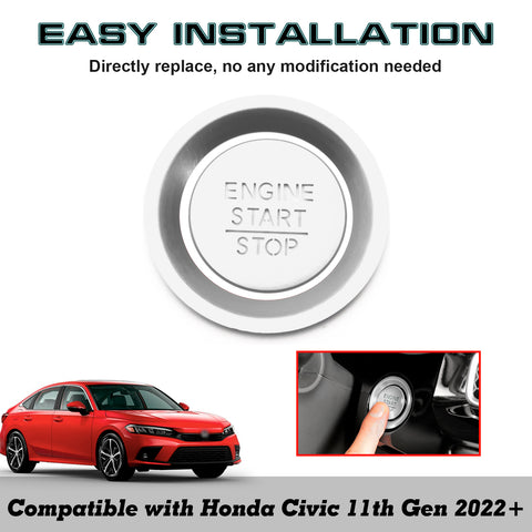 Silver Engine Start/Stop Push Button Molding Trim For Honda Civic 11th Gen 2022+