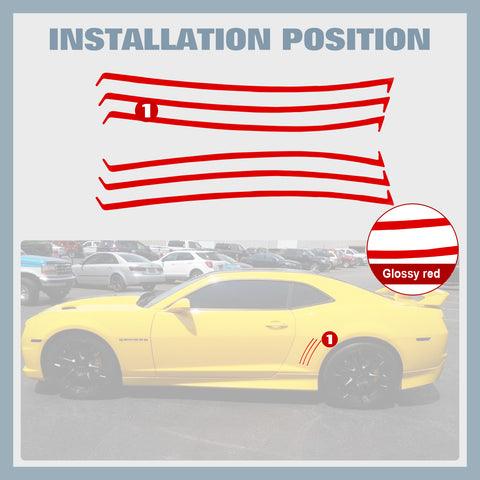 For Chevrolet Camaro SS RS LS 2010-2015 Red Side Body Vent Insert Stickers Kit