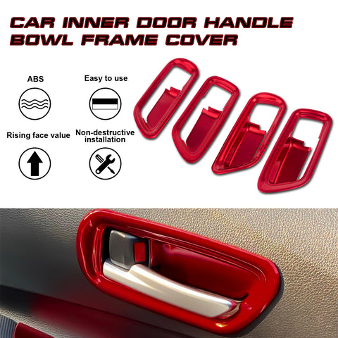 4Pcs Sporty Style Red Door Handle Bowl Trim For Toyota Corolla Cross 2020-2023