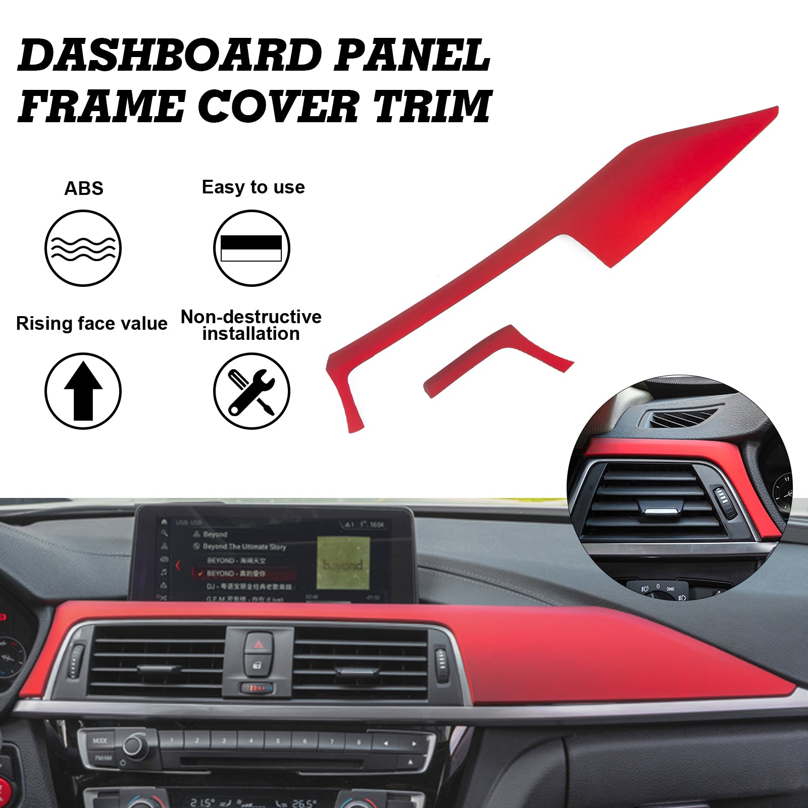 Xotic Tech Dashboard Center Console Stripe Cover Trim,Sporty Red