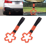 2x Orange Tsurikawa Handle Ring Sakura Shaped Japanese Car Warning Loop Decoration