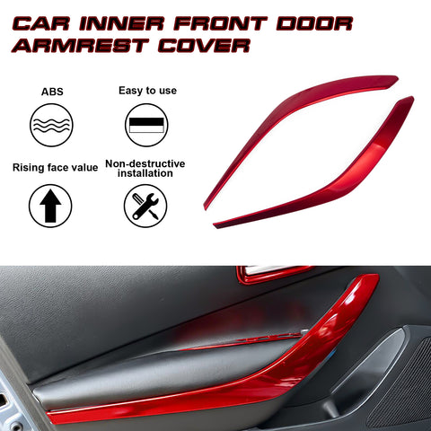 Sporty Style Red Front Side Door Armrest Cover Trim For Toyota Corolla 2020-2023