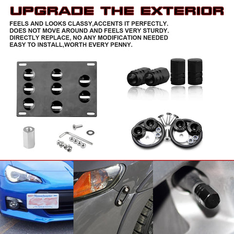 Set Tow Hook License Plate + Air Valve + Release Fastener For Toyota Prius 86