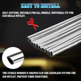 10pcs Car Accessories Interior Soft PVC AC Air Conditioner Outlet Overlay Strip Decoration Cover Trim Kit Universal Fit, Silver