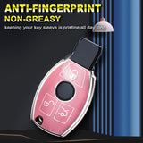 Key Fob Cover Case Shell Keyless Full Protect Pink w/Keychain For Mercedes Benz 3 Button