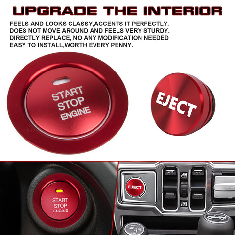 Red Aluminum Ignition Start + Cigarette Lighter Eject Button Trim For Subaru BRZ