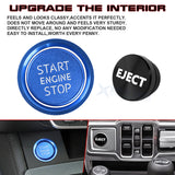 Blue Aluminum Engine Start + Black Cigarette Lighter Eject Button Trim For Audi