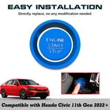 JDM Blue Ignition Start Stop Button Cover Trim For Honda Civic 11th Gen 2022-up