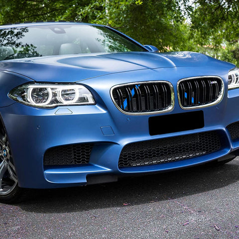 Front Grille Insert Trims Stripes, Front Center Kidney Grilles Trim Compatible with BMW 5 X1 X2 Series F07 F10 F11 F48 F39 (Blue)