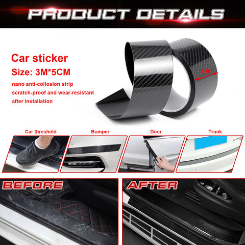 3M x 5CM Car Door Protector Sill Scuff Cover Sticker 5D Carbon Fiber Antiscratch Strip
