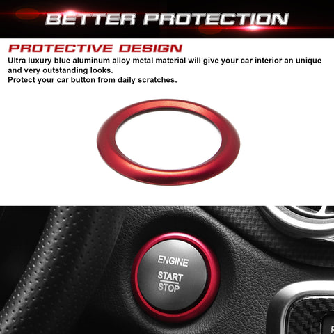 Aluminum Keyless Start Engine Stop Push Button Surrounding Ring Decoration Cover Trim Compatible with Mercedes Benz B C E S G CL SL ML GL CLA GLA GLC GLK GLS Class (Red)