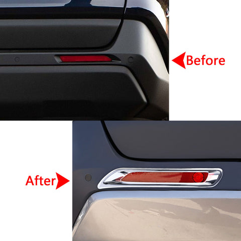 Rear Bumper Tail Reflector Fog Light Lamp Cover Trim ABS Chrome Auto Car Accessories 2PCS for Toyota RAV4 XA50 2019-2024