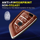 1Pc Brown Anti-Fingerprint Remote Control Keyless Cover Case Protector For BMW