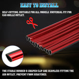 10pcs Car Accessories Interior Soft PVC AC Air Conditioner Outlet Overlay Strip Decoration Cover Trim Kit Universal Fit, Red